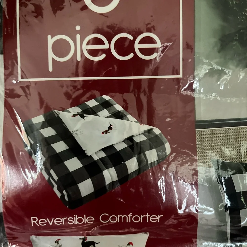 Full/queen comforter set holiday dogs reversible net great for the holidays